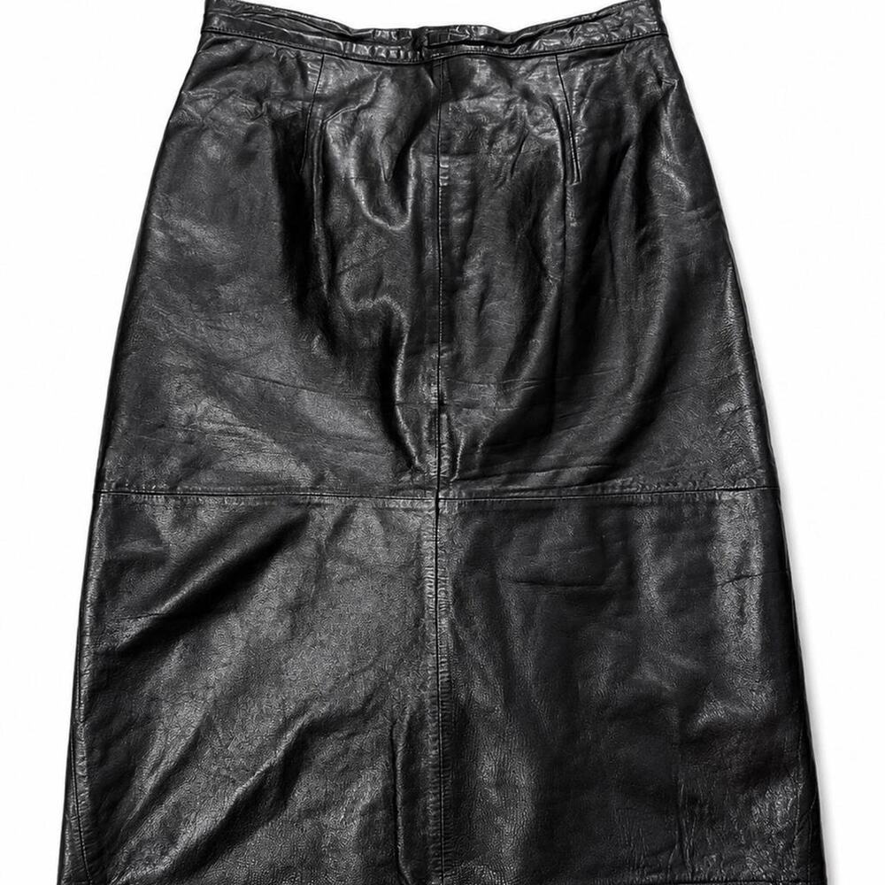 Vintage late 1980s Black 100% leather lined Maxi Skirt Women Sz 12